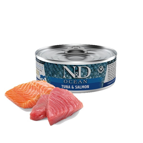 N&D Lata gato Atun y Salmon